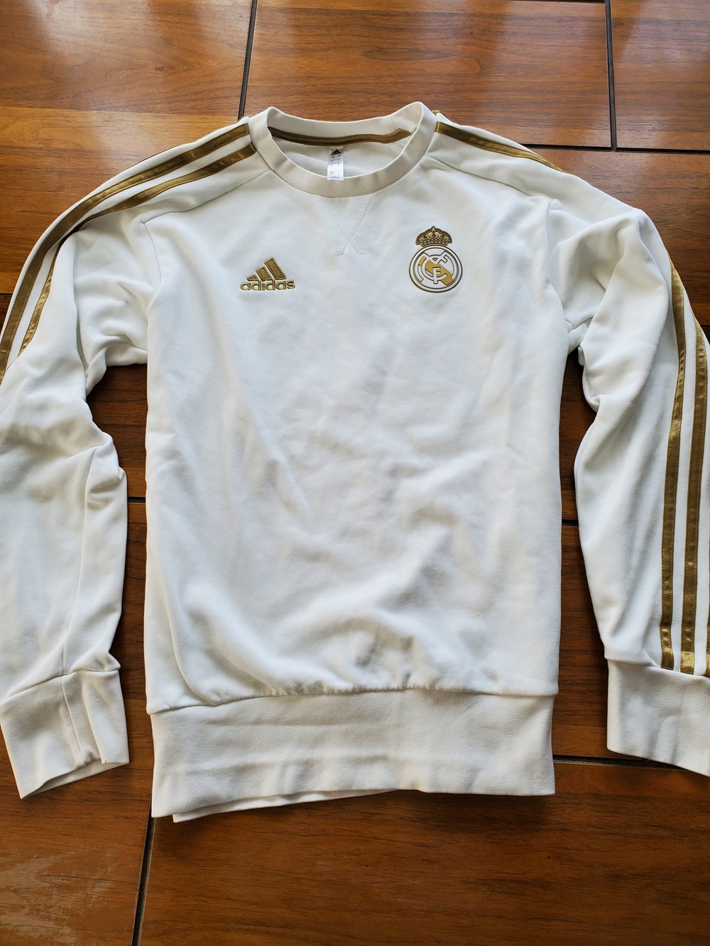 adidas White Crewneck Sweatshirt with Gold Accents